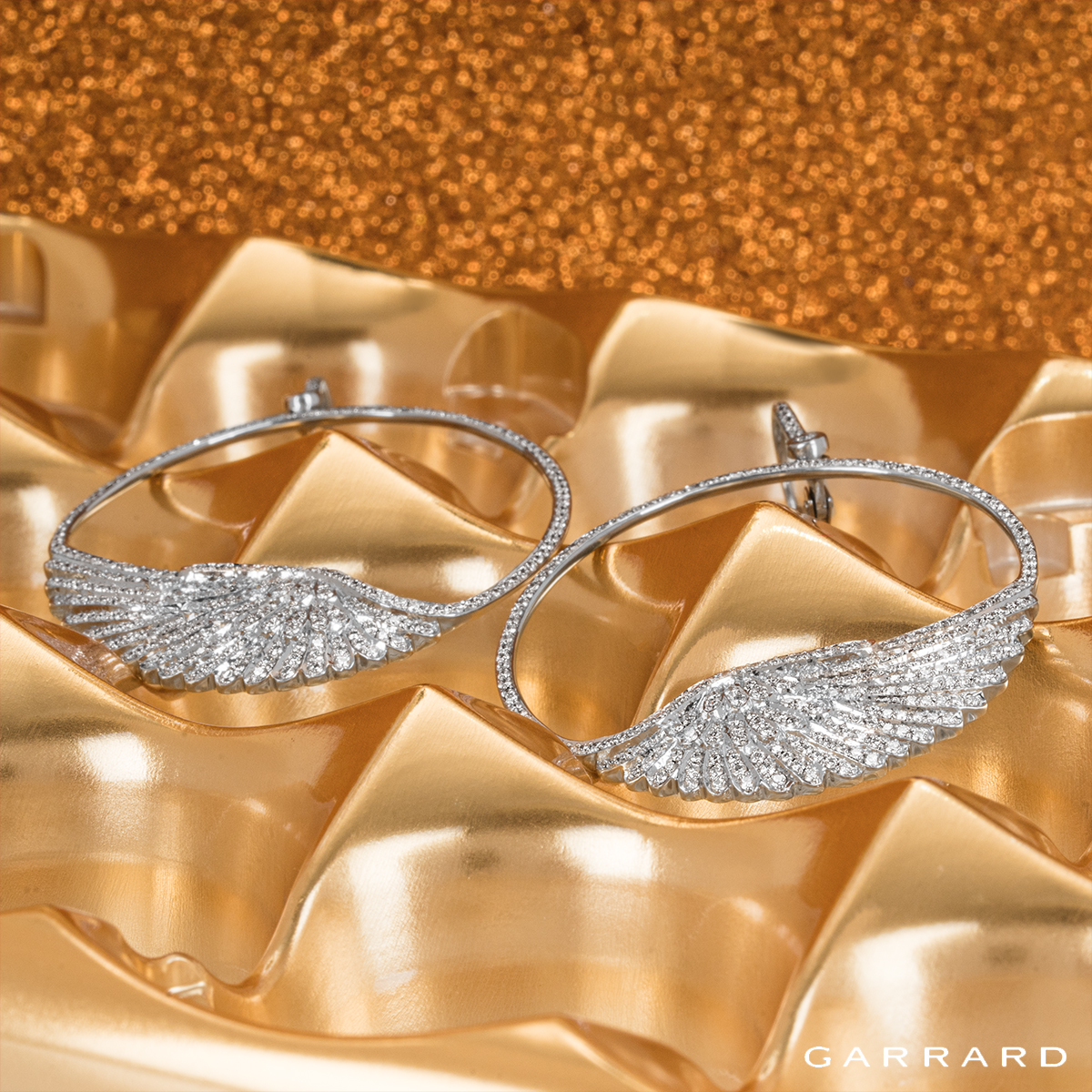 Garrard White Gold Wings Classic Diamond Earrings